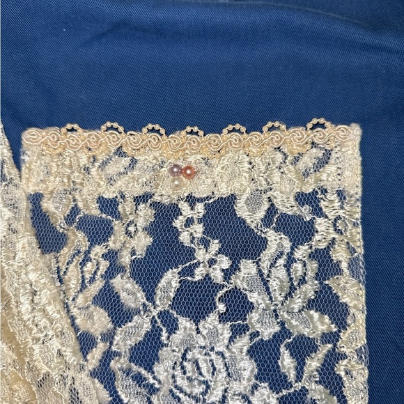 Vintage Lacy AfterNoon L Shell Kepler Rhinestone Button Up Shirt Lace Whimsy - Picture 9 of 10